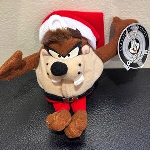 Warner Bros. Looney Tunes Taz Plush with Red Santa Hat